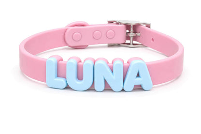 Customizable Silicone Dog Collar with Name | Pastel Puppy Pet Collar