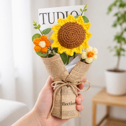 Crochet Flower Bouquet Handmade, Knitted Flower Gift, Personalization Thank You Teacher Gift