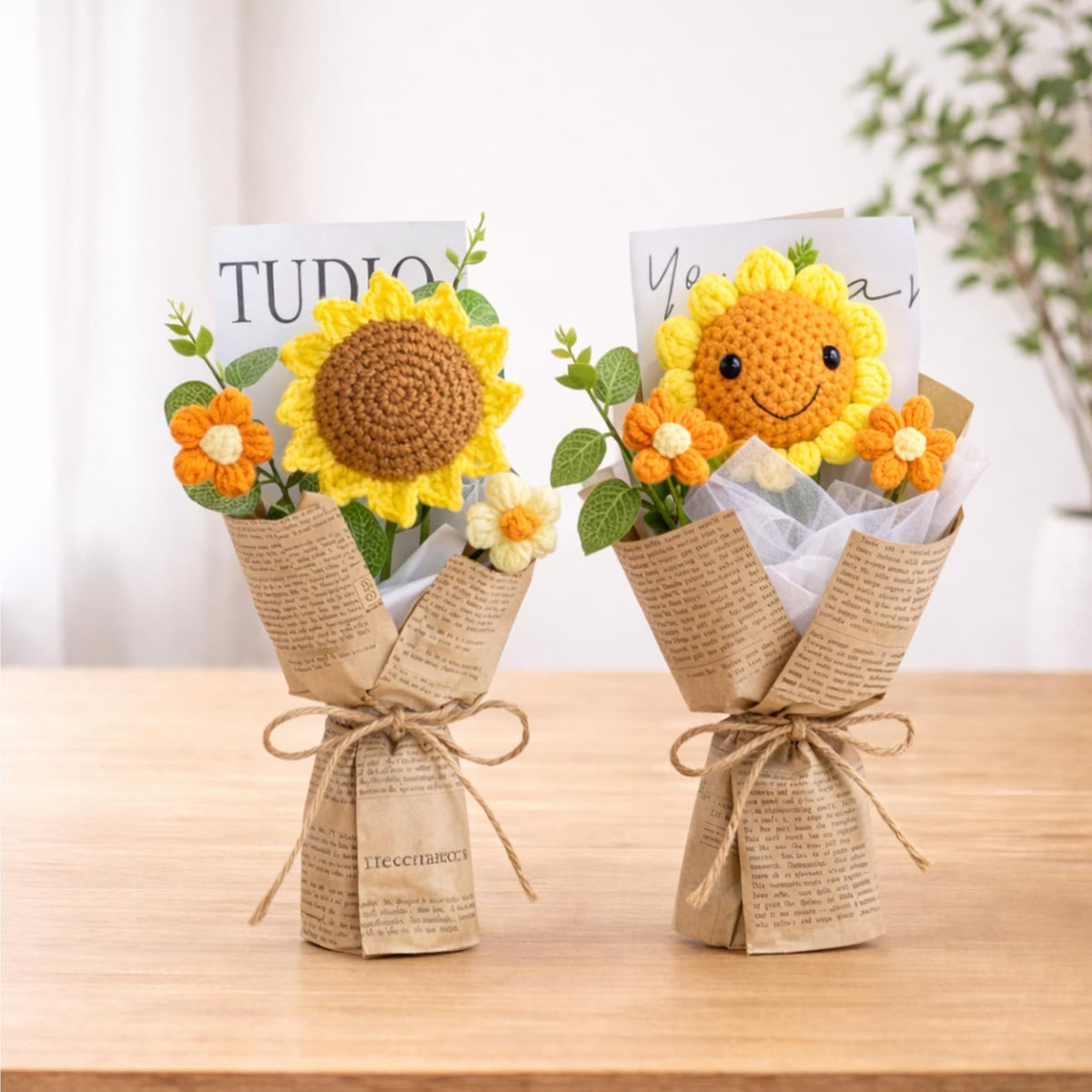 Crochet Flower Bouquet Handmade, Knitted Flower Gift, Personalization Thank You Teacher Gift