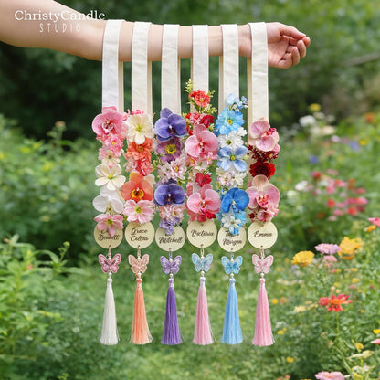 Personalized Floral Graduation Stole, Floral Graduation Lei with Tag, Class of 2026