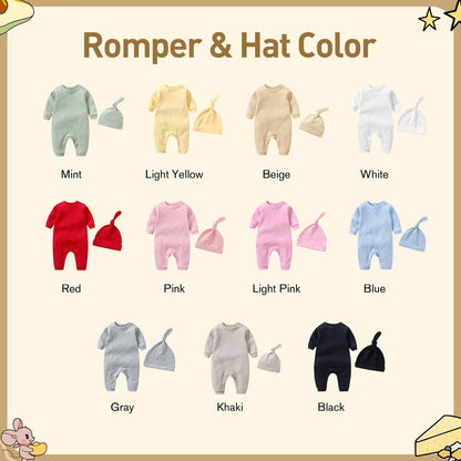 Rainbow Gradient Personalized Baby Romper Set, Custom Name Embroidered Organic Cotton Newborn Outfit