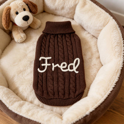 Personalized Dog Name Sweater, Custom Dog Jumper, Embroidered Pet Name Clothing