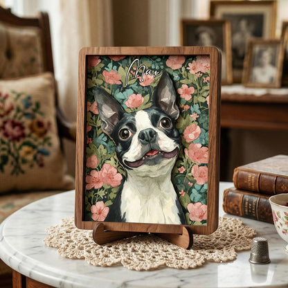 Personalized Pet Memorial Frame With Collar Holder, 3D Memorial Pet Floral Collar Holder Sign