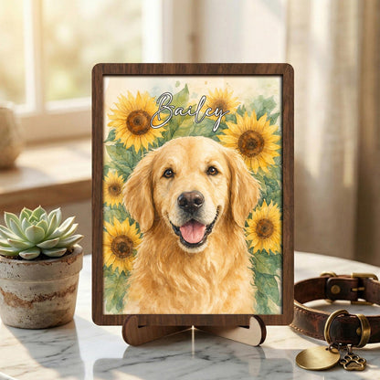 Personalized Pet Memorial Frame With Collar Holder, 3D Memorial Pet Floral Collar Holder Sign