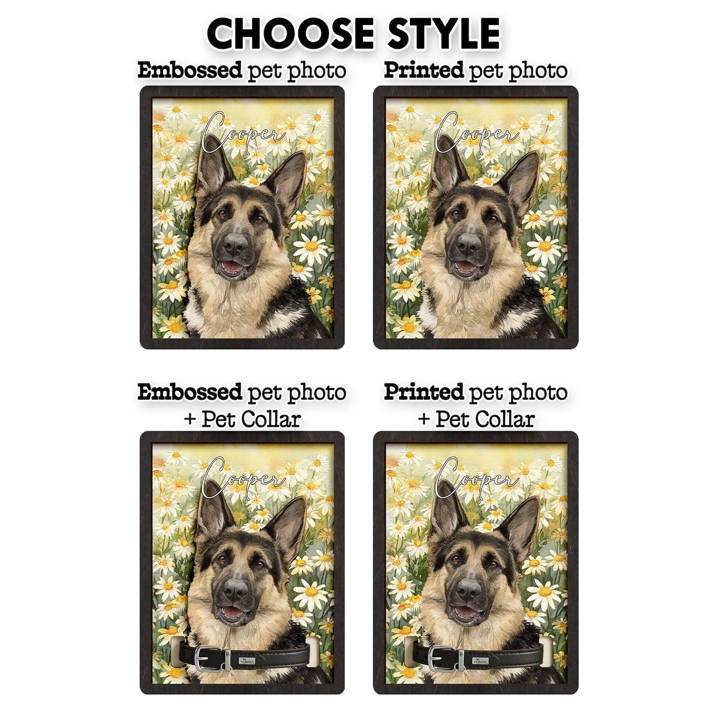 Personalized Pet Memorial Frame With Collar Holder, 3D Memorial Pet Floral Collar Holder Sign