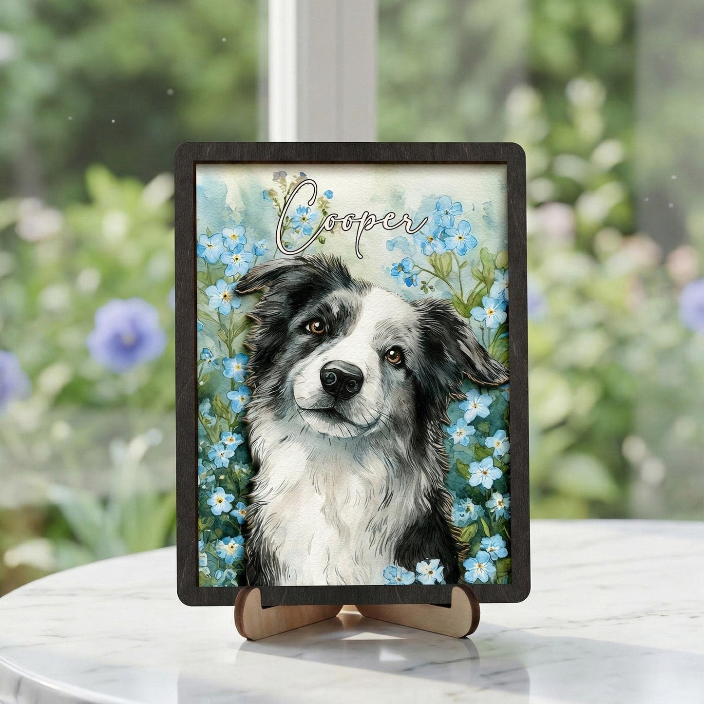 Personalized Pet Memorial Frame With Collar Holder, 3D Memorial Pet Floral Collar Holder Sign