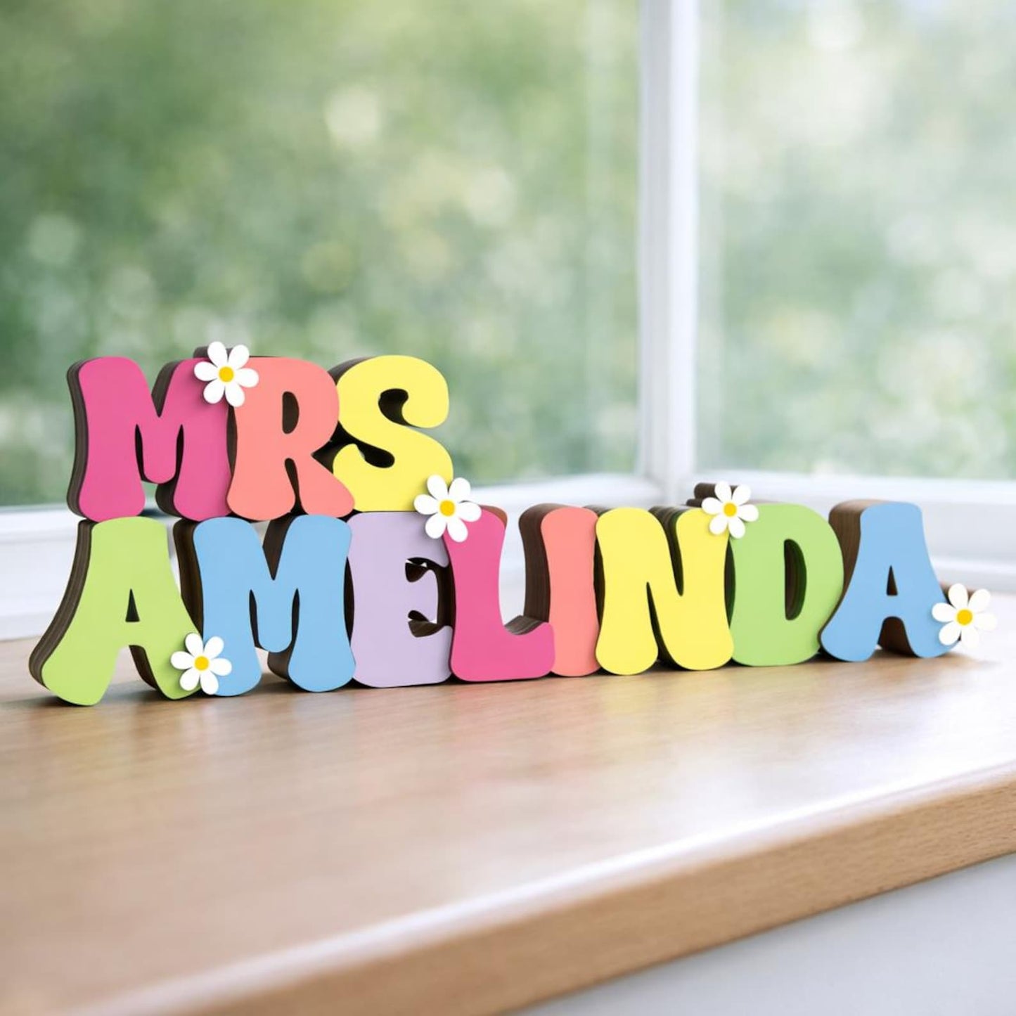 Custom Teacher Name Sign, Teacher Name Name Plaque & Stand, Teacher Sign For Desk