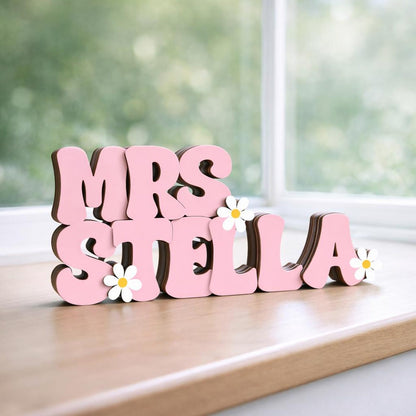 Custom Teacher Name Sign, Teacher Name Name Plaque & Stand, Teacher Sign For Desk