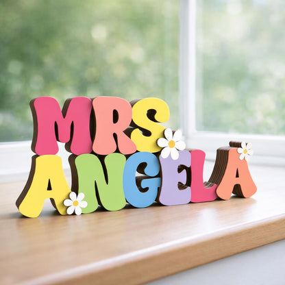 Custom Teacher Name Sign, Teacher Name Name Plaque & Stand, Teacher Sign For Desk