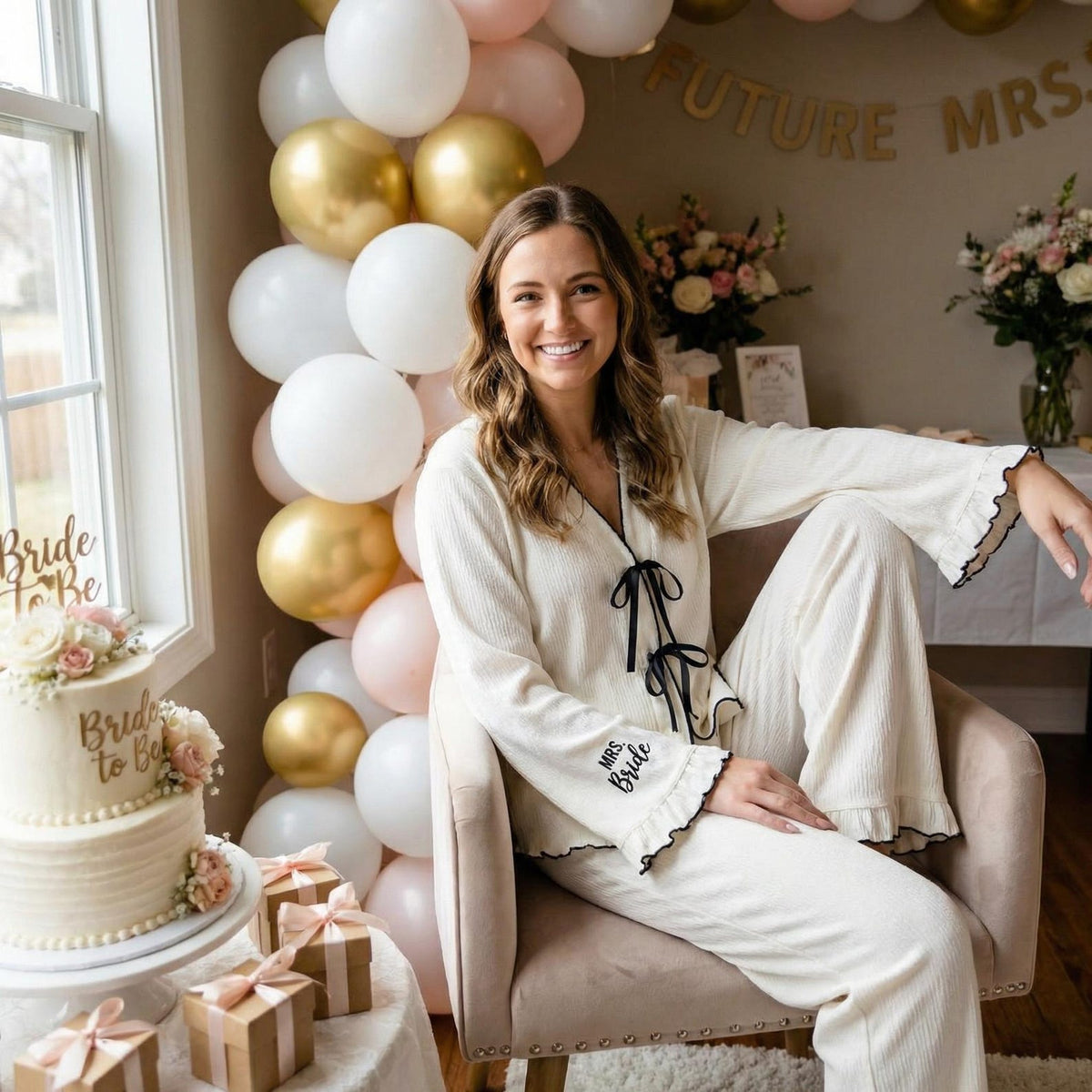 Personalization Embroidered Bridesmaid Pajama Set,Softest Bridesmaid Pajamas