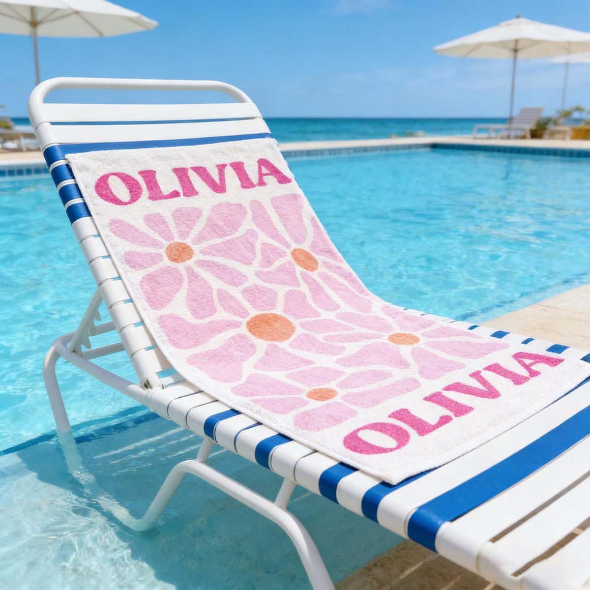Retro Flower Personalized Beach Towel,Durable Towel for Beach Days