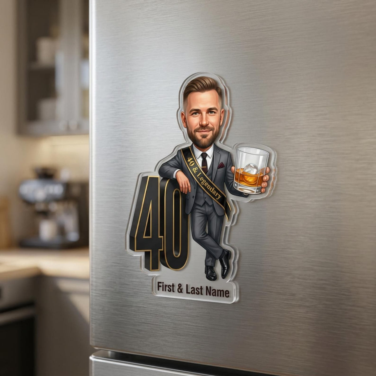 Birthday Caricature Standee & Cake Topper, Personalised from Your Photo, 30th 40th 50th 60th
