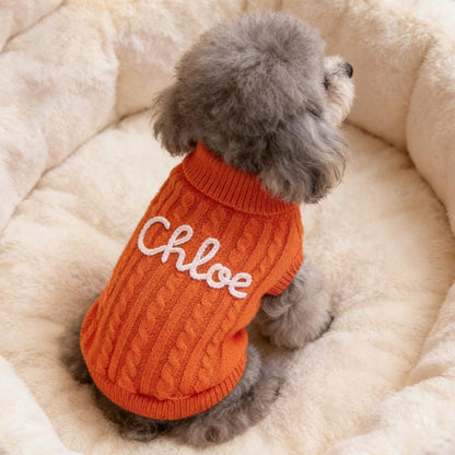 Personalized Dog Name Sweater, Custom Dog Jumper, Embroidered Pet Name Clothing