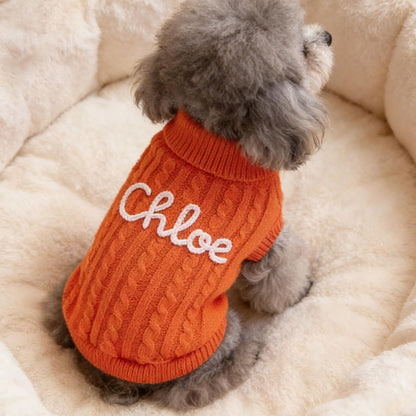 Personalized Dog Name Sweater, Custom Dog Jumper, Embroidered Pet Name Clothing