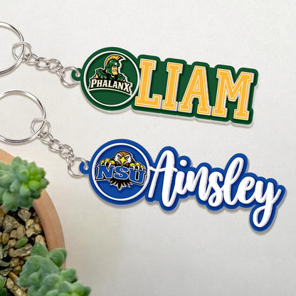 Personalized College High School Mascot Keychain With Name, Custom Backpack Accessory