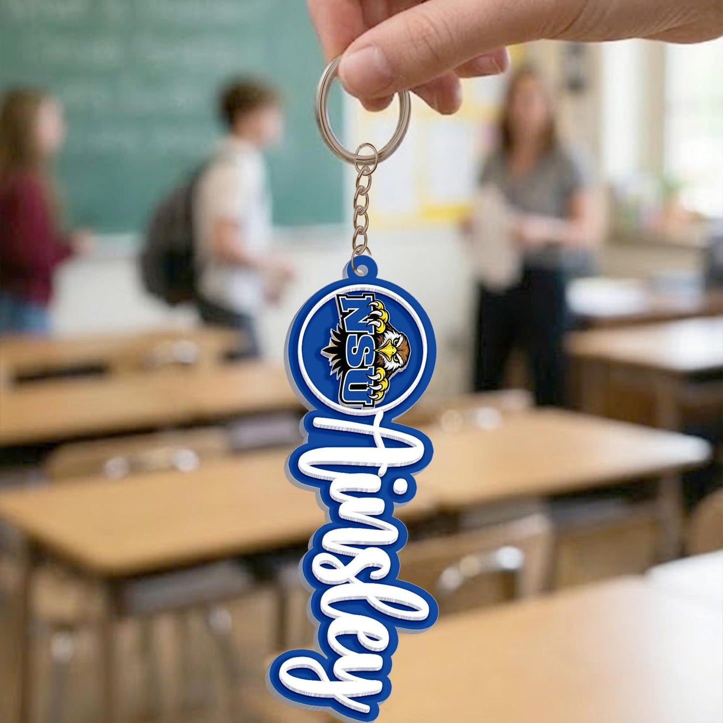 Personalized College High School Mascot Keychain With Name, Custom Backpack Accessory
