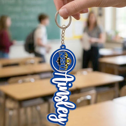 Personalized College High School Mascot Keychain With Name, Custom Backpack Accessory