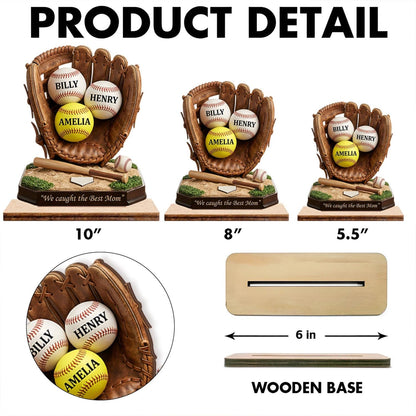 Personalized Baseball Mom Gift, We Caught The Best Mom Sign, Custom Softball