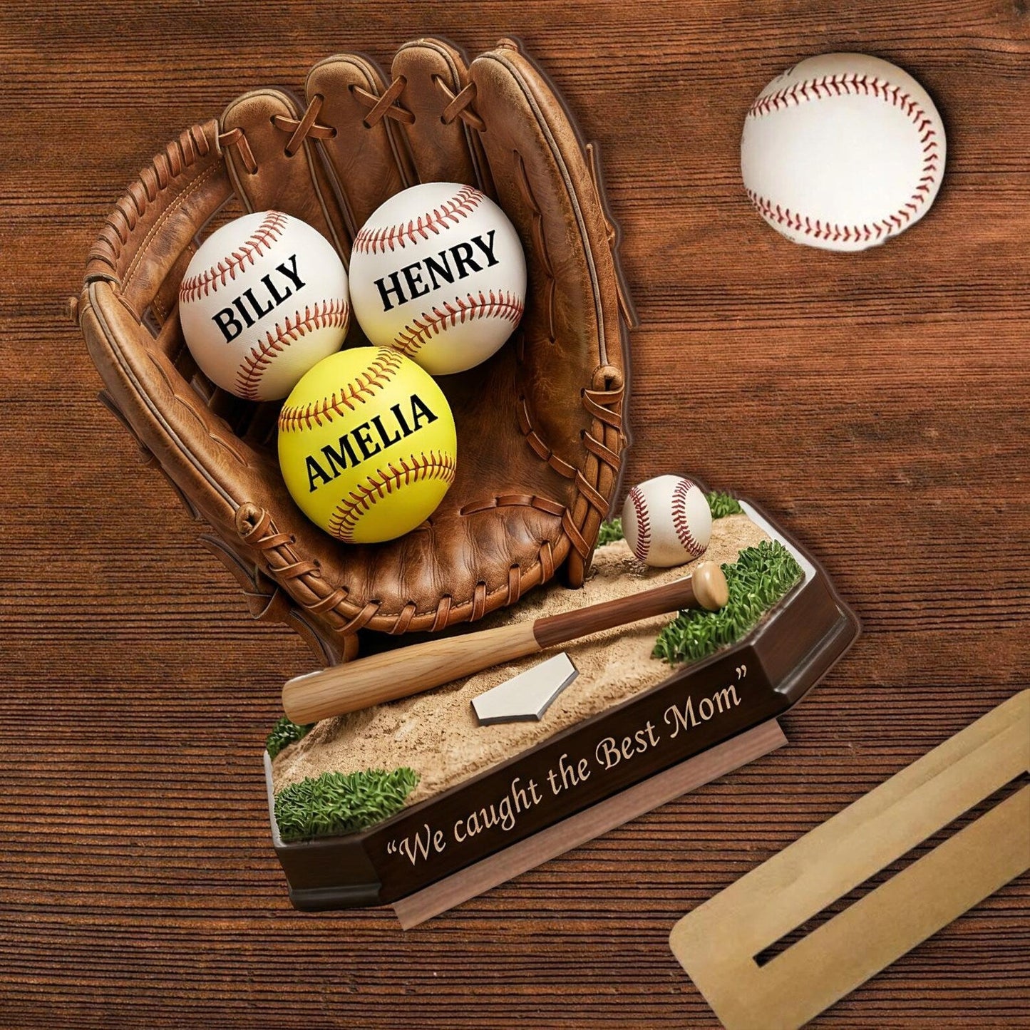 Personalized Baseball Mom Gift, We Caught The Best Mom Sign, Custom Softball