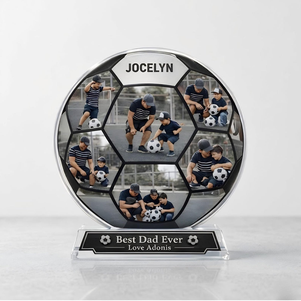 Personalized Soccer Ball Acrylic Plaque Custom Photo Gift For Dad From Son