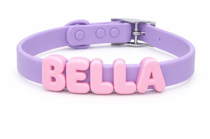 Customizable Silicone Dog Collar with Name | Pastel Puppy Pet Collar