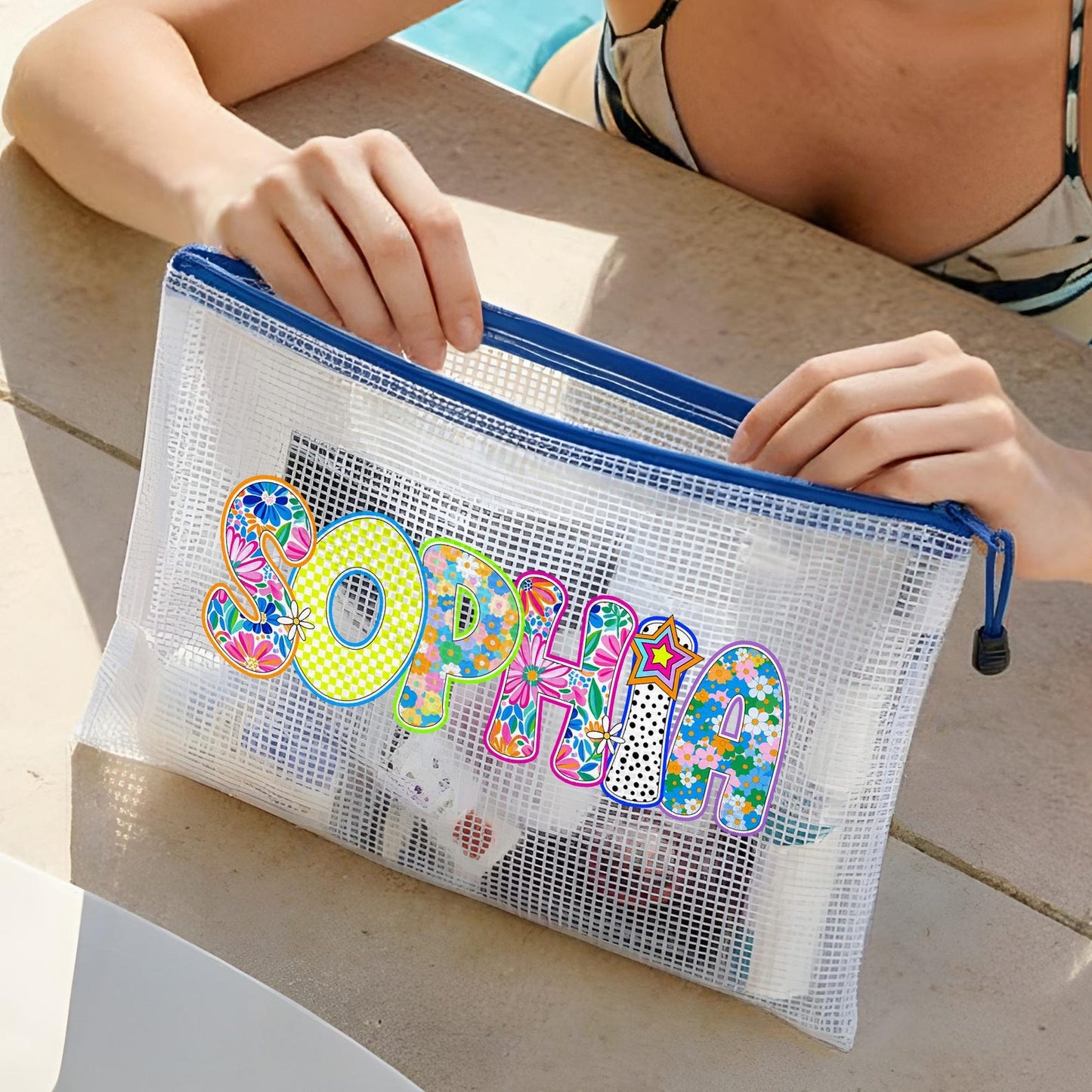 Personalized Waterproof Beach Bag | Custom Art Name | Summer Pool Bag | Summer Party