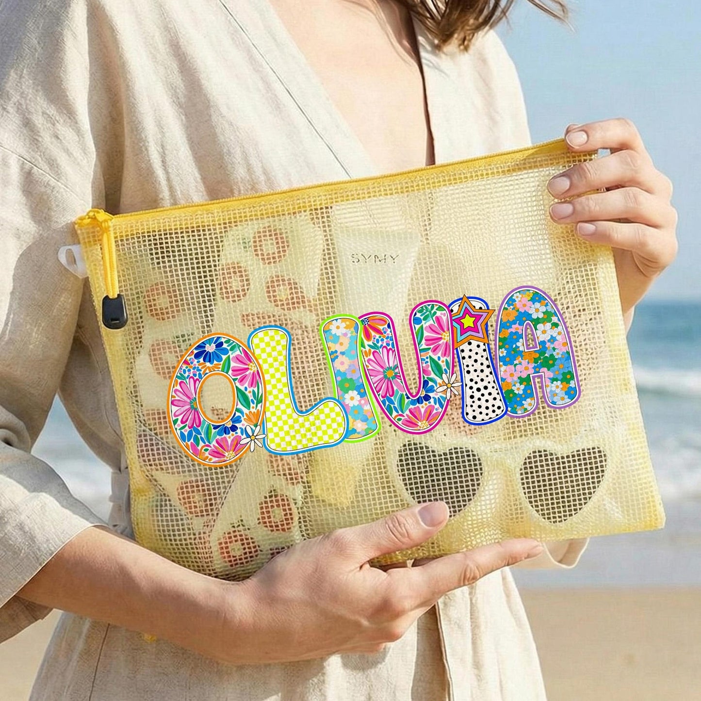Personalized Waterproof Beach Bag | Custom Art Name | Summer Pool Bag | Summer Party