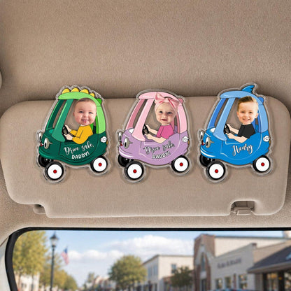 Custom Kids Photo Car Visor Clip: Personalized Fathers Day Gift for Dad,