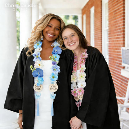 Personalized Floral Graduation Stole, Floral Graduation Lei with Tag, Class of 2026
