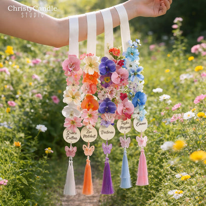 Personalized Floral Graduation Stole, Floral Graduation Lei with Tag, Class of 2026