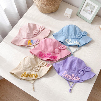 Personalized Toddler Sun Hat – Bow Detail