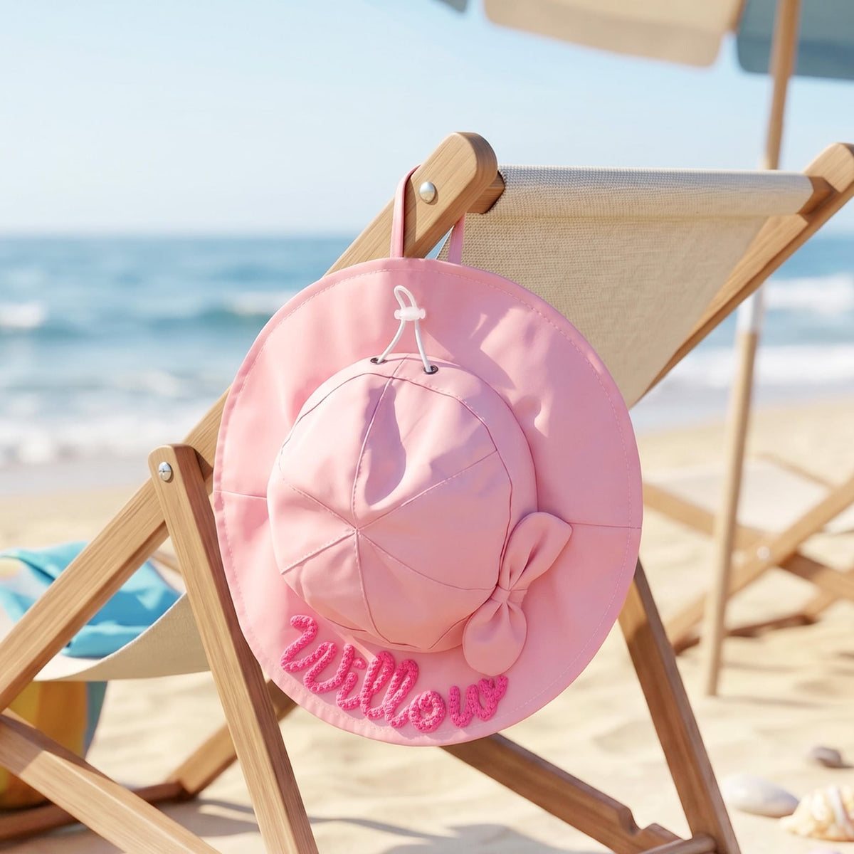Personalized Toddler Sun Hat – Bow Detail