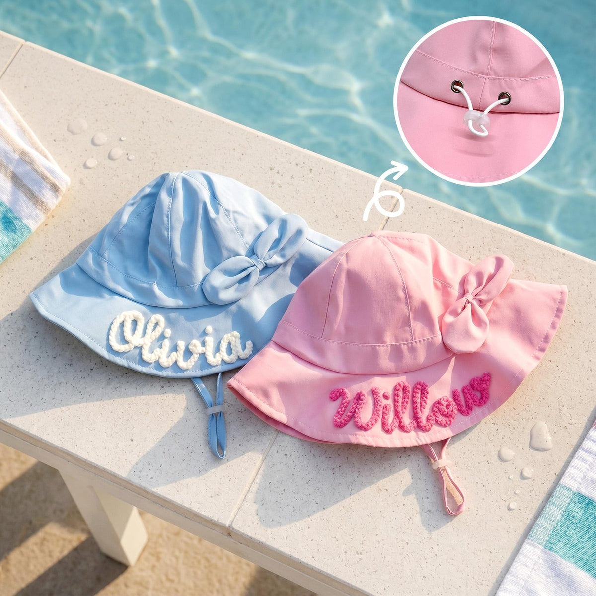Personalized Toddler Sun Hat – Bow Detail