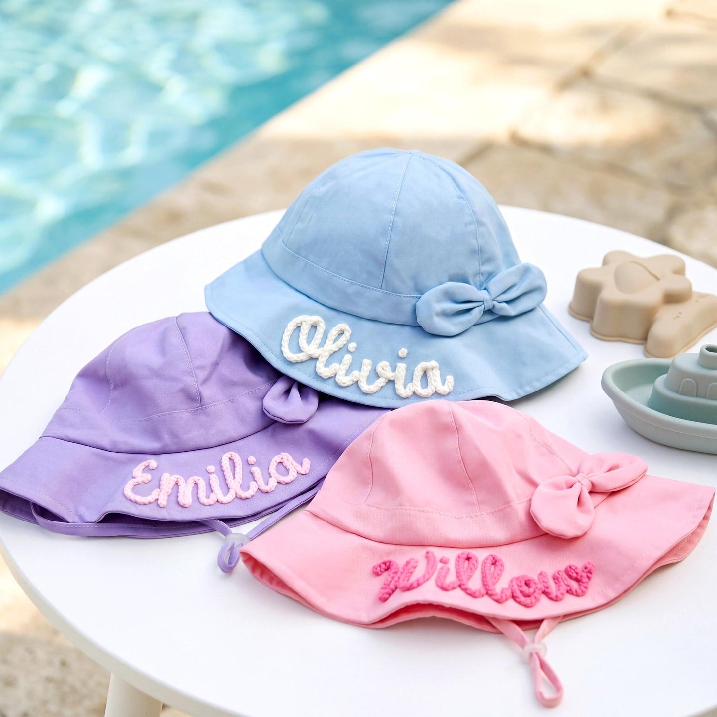 Personalized Toddler Sun Hat – Bow Detail