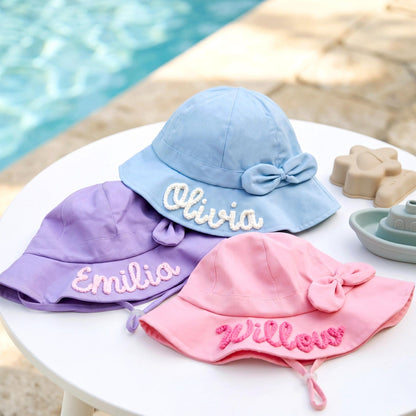 Personalized Toddler Sun Hat – Bow Detail