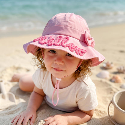Personalized Toddler Sun Hat – Bow Detail