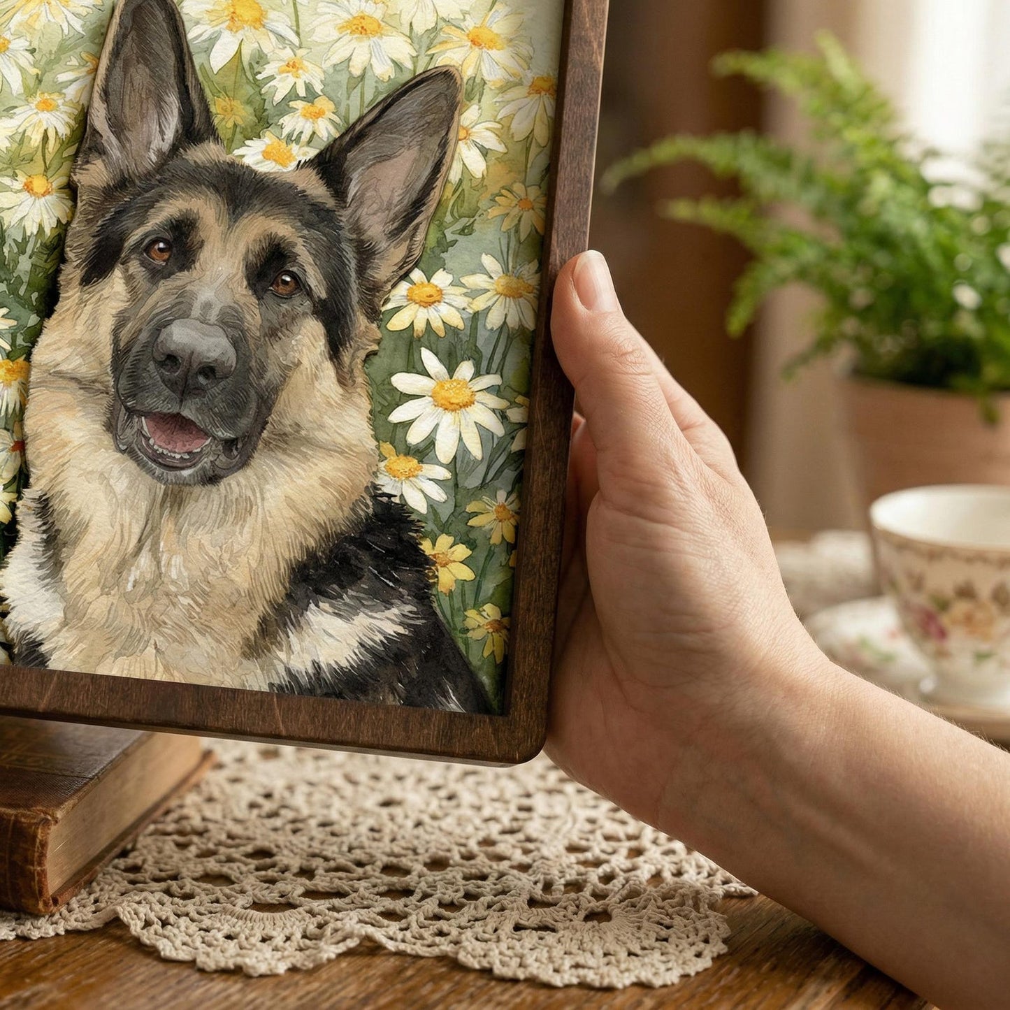 Personalized Pet Memorial Frame With Collar Holder, 3D Memorial Pet Floral Collar Holder Sign