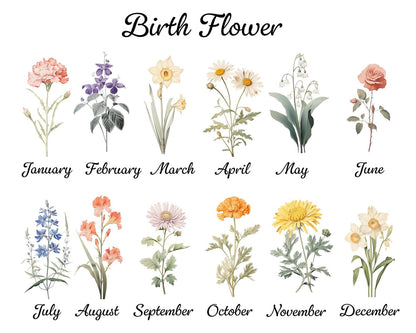 Personalized Birth Flower Notebook & Pen Set, Custom Name Leather Journal Gift