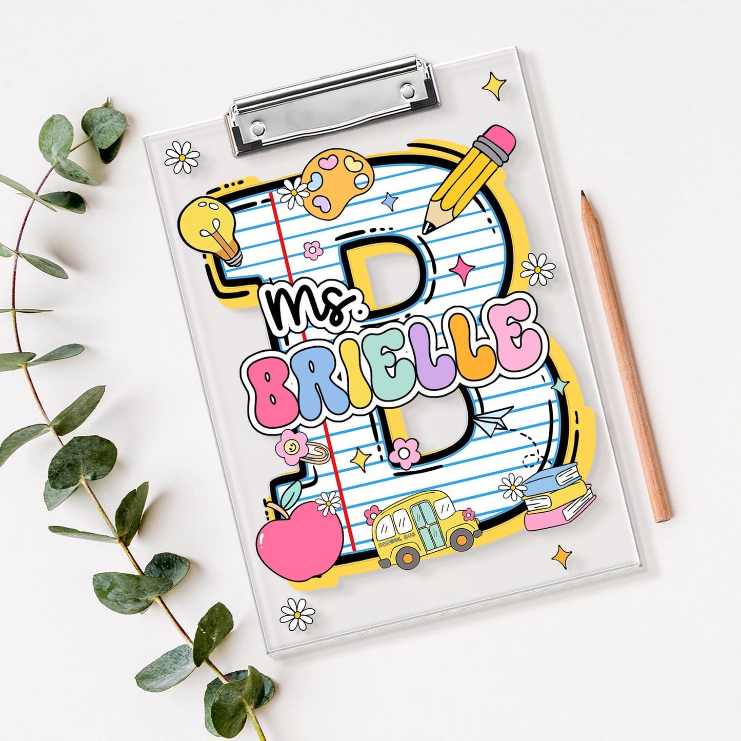 Personalized Initial Teacher Name Clipboard, School Supplies, Back To School Teacher Gift