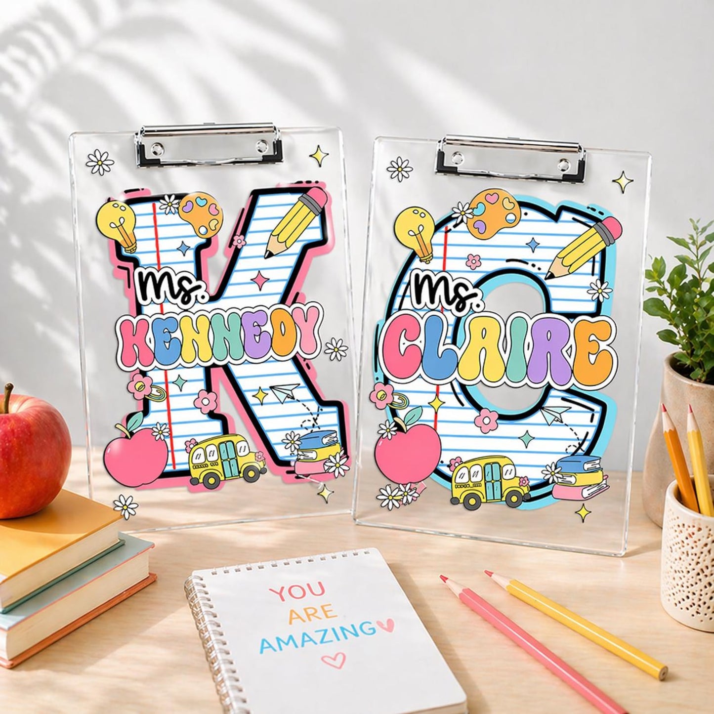Personalized Initial Teacher Name Clipboard, School Supplies, Back To School Teacher Gift