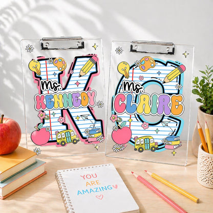 Personalized Initial Teacher Name Clipboard, School Supplies, Back To School Teacher Gift