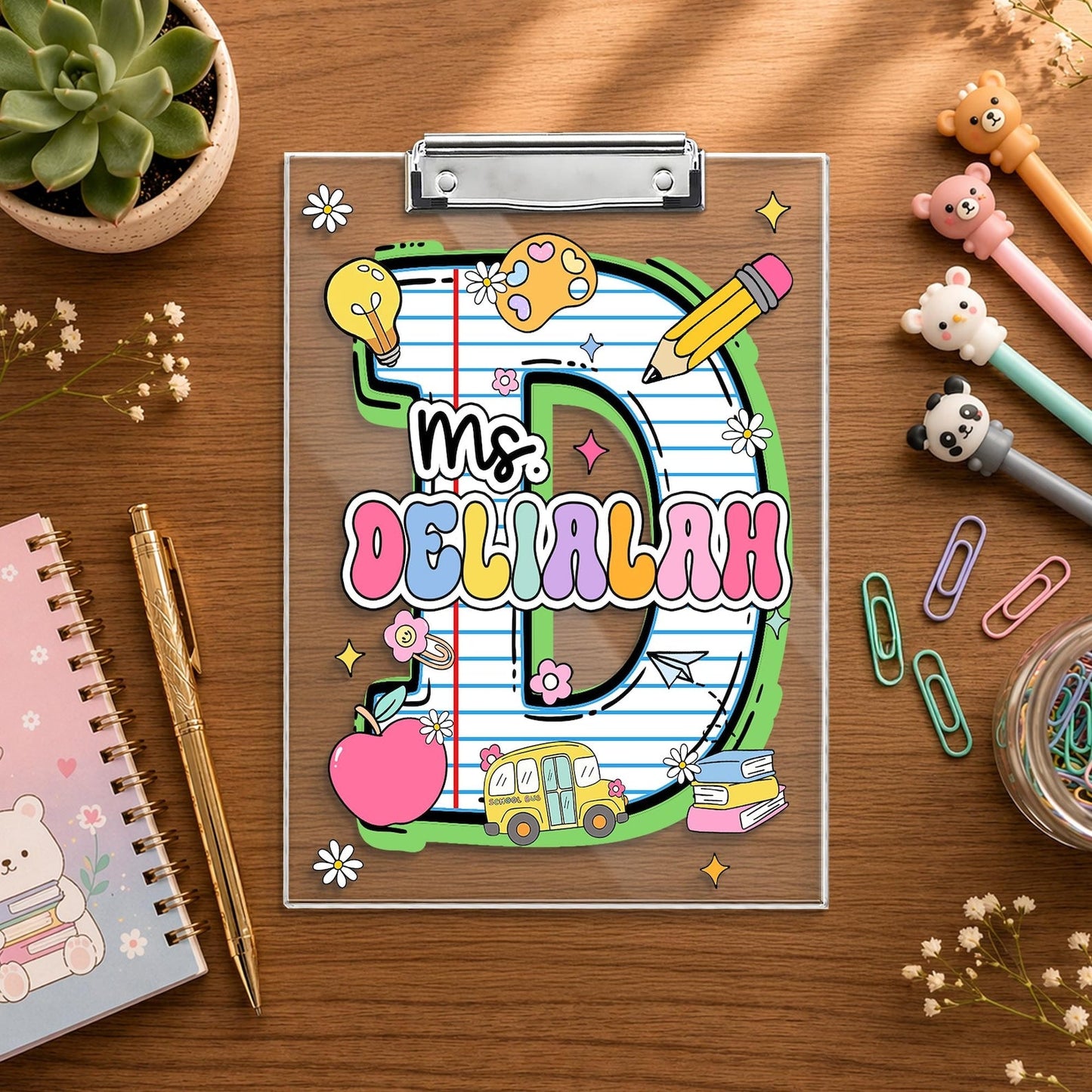 Personalized Initial Teacher Name Clipboard, School Supplies, Back To School Teacher Gift