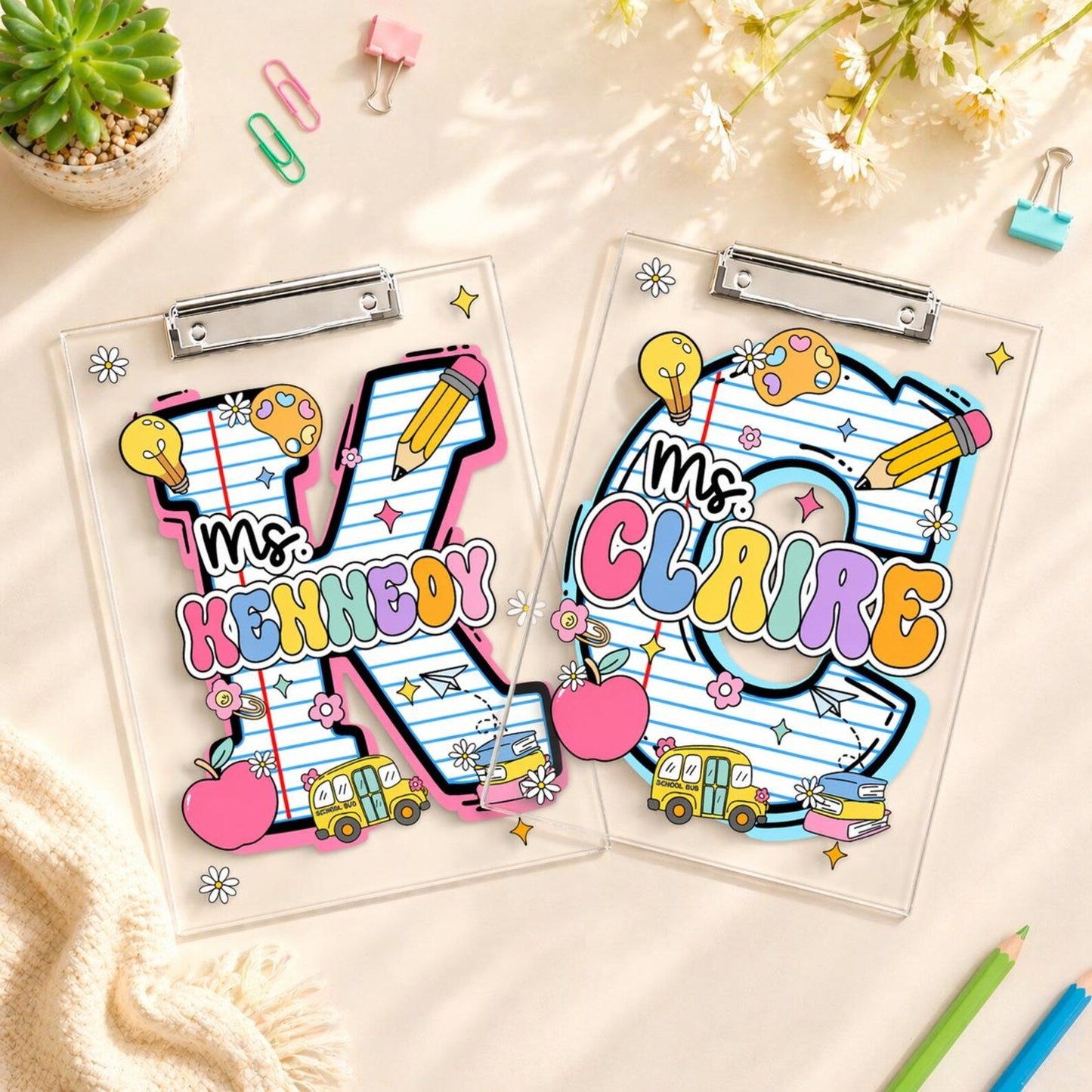 Personalized Initial Teacher Name Clipboard, School Supplies, Back To School Teacher Gift