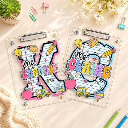 Personalized Initial Teacher Name Clipboard, School Supplies, Back To School Teacher Gift