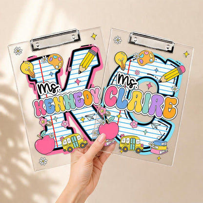 Personalized Initial Teacher Name Clipboard, School Supplies, Back To School Teacher Gift