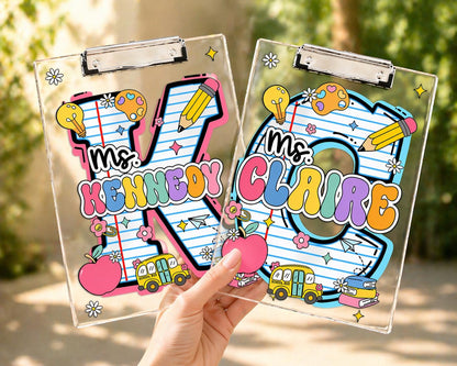 Personalized Initial Teacher Name Clipboard, School Supplies, Back To School Teacher Gift