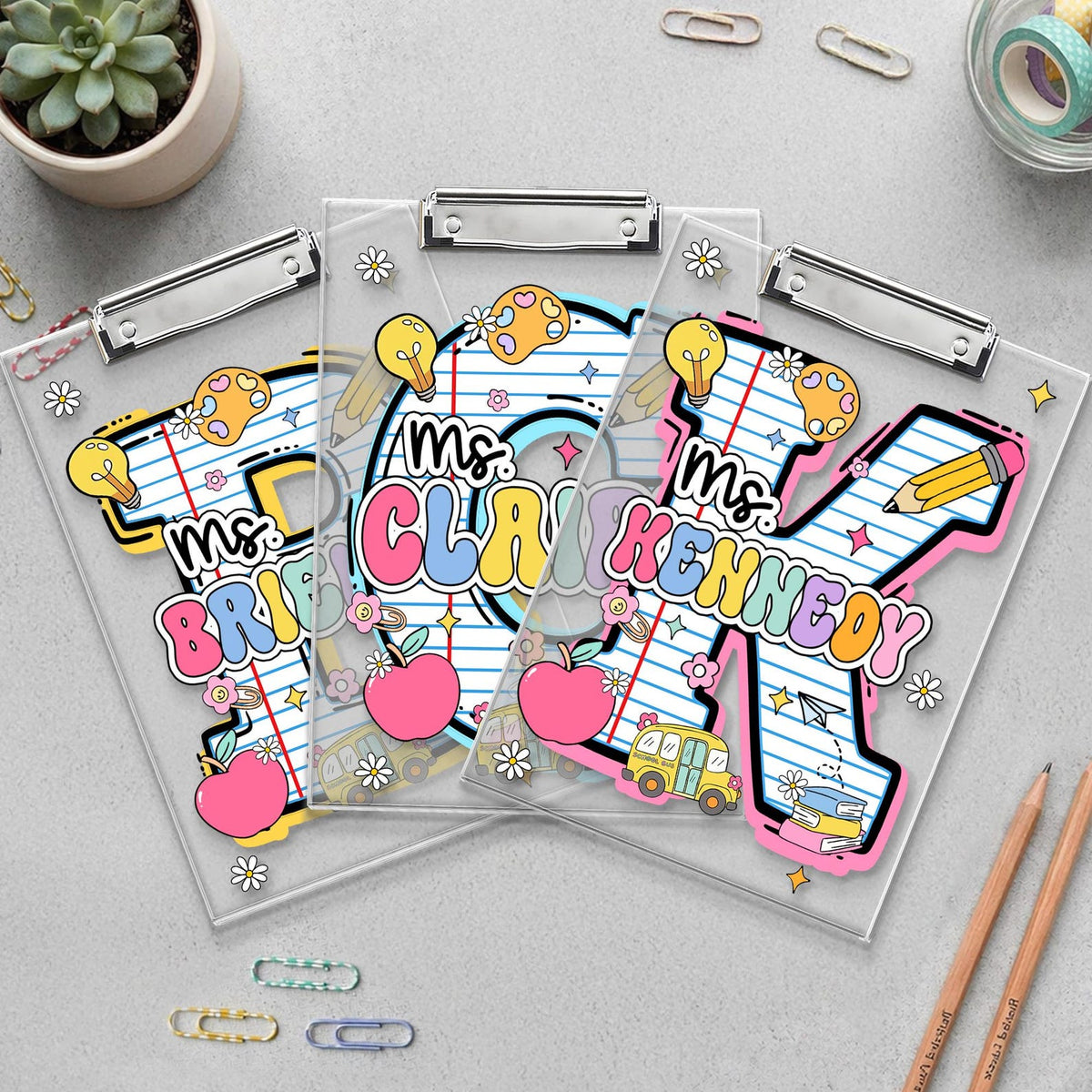 Personalized Initial Teacher Name Clipboard, School Supplies, Back To School Teacher Gift