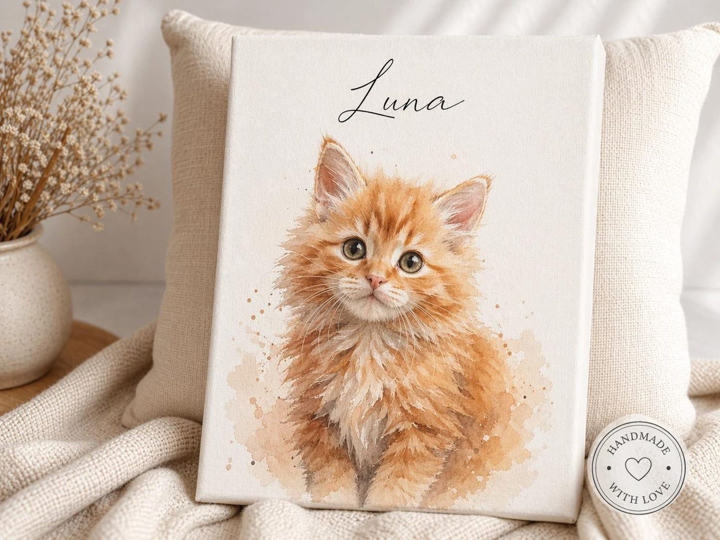 Custom Pet Portrait Photo Canvas, Personalized Memorial Wall Art
