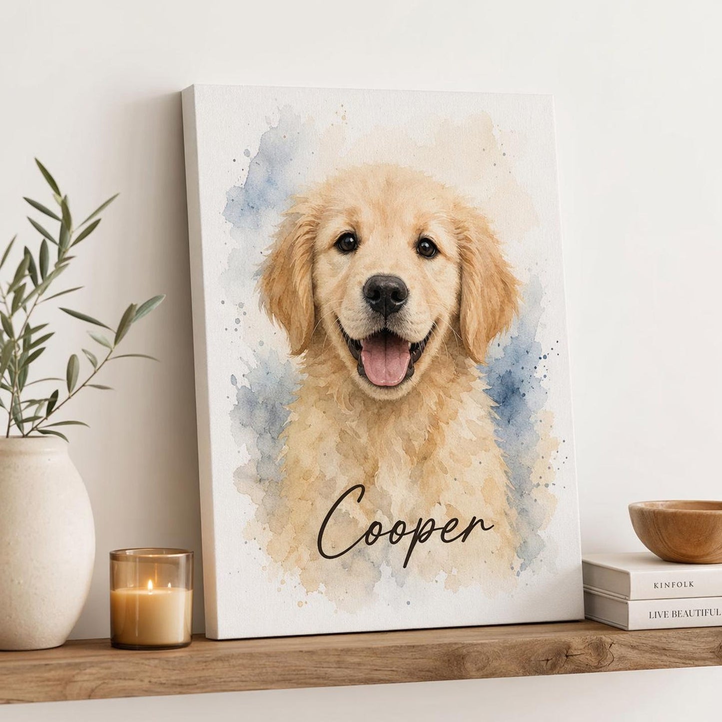 Custom Pet Portrait Photo Canvas, Personalized Memorial Wall Art