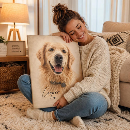 Custom Pet Portrait Photo Canvas, Personalized Memorial Wall Art